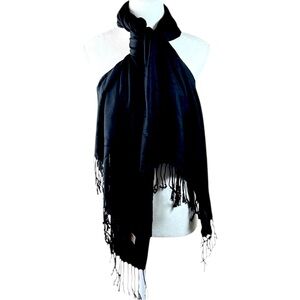 Pashmina Classic‎ Black Fringe Scarf Shawl Wrap Large Soft Woven 68x28 Black